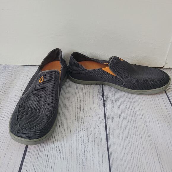 OluKai Size 8	Nohea Mesh Men\'s Slip On Sneakers Lightweight Breathable‎ Gray